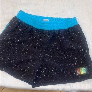 0710103 SLUNKS Black Wave Moon Volleyball Black and Blue Board Shorts EUC